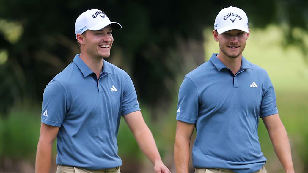Rasmus og Nicolai Højgaard ved en golfturnering